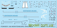 Декаль для літака Fokker 100 "Montenegro Airlines"