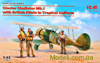 Gloster Gladiator Mk.I з британськими пілотами в тропічній уніформі
