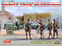 Американська вантажівка Першої світової війни Стандарт Б "Ліберті" з піхотою США