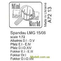 Mini World 7213 Кулемет Spandau LMG 15/08 