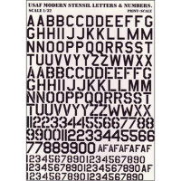 PRS32-003 USAF modern stencil letters & numbers, black color