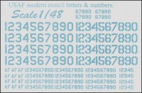 Print Scale 48-004 Декаль: ВВС США сучасний трафарет букви та цифри, сірий колір