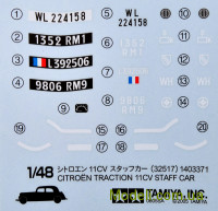 TAMIYA 32517 Збірна пластикова масштабна модель штабної машини Citroen Traction 11CV