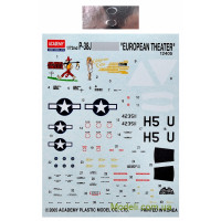 Academy 12405 Сборная модель 1:72 Истребитель P-38J Lightnning "European theater"