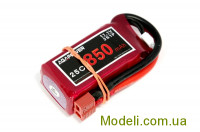 Аккумулятор AGA POWER Li-Po 850mAh 11.1V 3S 25C Softcase 23x30x52мм T-Plug