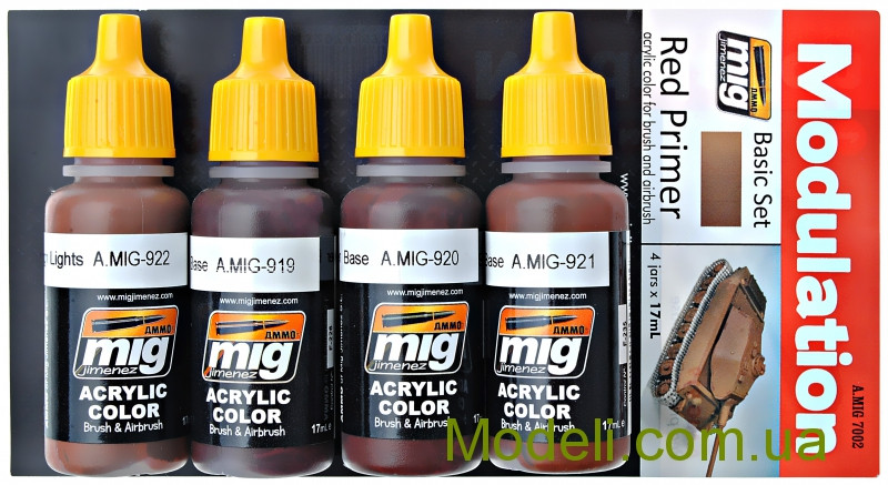 Набор акриловых красок \"Цветовая модуляция\" AMMO A-MIG-7002: Красная ...