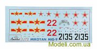 AMODEL 7243 Сборная модель самолета: МиГ-9Л