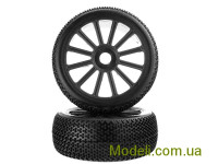 1:8 Black Rim & Tire Complete For Buggy (821001B+821002) 2P