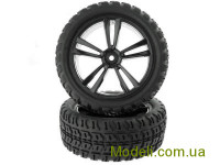 Комплект передних дисков с покрышками 1:10 Black Short Course Front Tires and Rims (31211B+31404) 2P