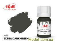 Акриловая краска ICM, насыщенный темно-зеленый