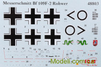 ICM 48803 Сборная модель истребителя Bf-109F-2 с немецкими летчиками и наземным персоналом