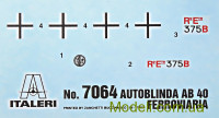 ITALERI 7064 Масштабная модель бронеавтомобиля Autoblinda AB 40 "Ferroviaria"