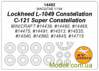 Маска для модели самолета Lockheed L-1049 Constellation C-121 Super Constellation + маски колёс (Minicraft)
