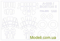 Маска для модели самолета Douglas A-20B / Boston II (Italeri)