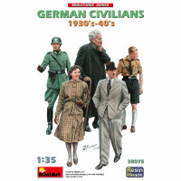 Німецьке цивільне населення 1930-40-х років з додатковими деталями (5 голов фігурок зі смоли)