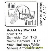 Mini World 7212 Аксессуары: Пулемет Hotchkiss Mle, 1914 г.