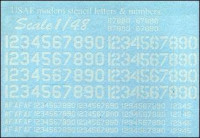 Print Scale 48-003 Декаль USAF modern stencil letters & numbers, white color