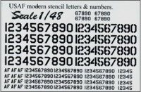 Print Scale 48-005 USAF modern stencil letters & numbers, black color