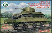 Танк БТ-7 на двухосной 20-тонной железнодорожной платформе (короткой – 6,6м) 2 модели в наборе