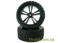 1:10 Black Short Course Rear Tires and Rims (31212B+31405) 2P